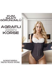TOPARLAYICI KUM SAATİ GÖRÜNÜMLÜ AGRAFLI BEL AYARLI ZIBIN KORSE ürün fotoğrafı