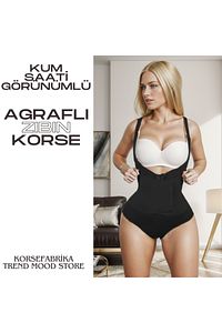 TOPARLAYICI KUM SAATİ GÖRÜNÜMLÜ AGRAFLI BEL AYARLI ZIBIN KORSE ürün fotoğrafı