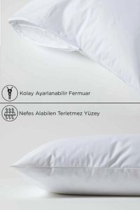 Pamuklu Overlok Dikim 50x70 Beyaz Iç Astar, Fermuarlı Yastık Kılıfı, 10'lu Yastık Şiltesi ürün fotoğrafı