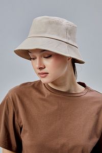 Yazlık Kumaş Kova Şapka, Erkek Kadın Düz Balıkçı Bucket Şapka, Unisex Krem ürün fotoğrafı