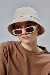 Yazlık Kumaş Kova Şapka, Erkek Kadın Düz Balıkçı Bucket Şapka, Unisex Krem ürün fotoğrafı