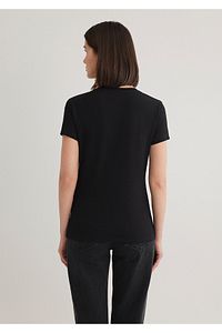 Stretch Siyah Basic Tişört Fitted / Vücuda Oturan Kesim 162767-900 ürün fotoğrafı