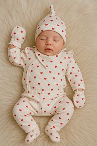 Heart Pattern 5’li Yenidoğan Kız Bebek Hastane Çıkışı Seti ürün fotoğrafı
