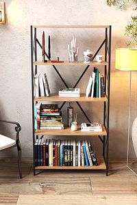 Dekoratif 5 Raflı Kitaplık Geniş Metal Kitaplık Dosya Kitap Rafı Ofis Salon Raf 90x180cm ürün fotoğrafı