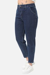 Mom Fit Jean Büyük Beden Yüksek Bel Carrot Kesim Dar Paça Pileli Esnek Kot Pantolon C600-lacivert ürün fotoğrafı