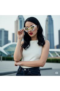 Kalp Efektli Gözlük Beyaz ürün fotoğrafı