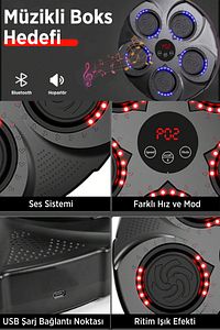 Akıllı Boks Egzersiz Aleti - Bluetoothlu Boks Makinesi  - Müzikli Boks Eğitim Tahtası ürün fotoğrafı