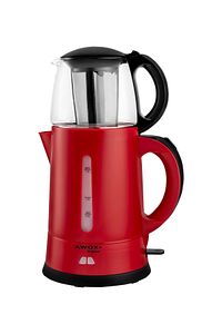 Teaplus Cam Demlikli Elektrikli Çay Makinesi Kırmızı ürün fotoğrafı