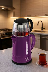 Teaplus Cam Demlikli Elektrikli Çay Makinesi Mor ürün fotoğrafı