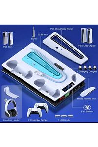 Ps5 Ps5 Slim  Fonksiyonel Fanlı Şarj Standı Led Göstergeli Dijital Ve Cd Li Sürüm  Uyumlu ürün fotoğrafı