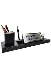 Vefa Ahşap Deri Ofis Masa Üstü Isimlik Masa Isimliği Yeni Iş Ofis Işyeri ürün fotoğrafı