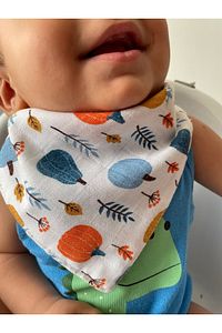 (12 ADET) Run Baby %100 Organik Pamuk Müslin Kumaş Iki Çıtçıtlı Bebek Salya Önlük & Fular ürün fotoğrafı