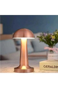 Ct-8429 Dokunmatik Mantar Masa Lambası 3 Işık Renkli Şarjlı Masa Lambası Metal Ürün Rose Gold ürün fotoğrafı