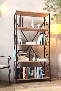 Dekoratif 5 Raflı Kitaplık Geniş Metal Kitaplık Dosya Kitap Rafı Ofis Salon Raf 90x180cm ürün fotoğrafı