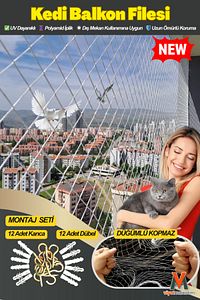 🐈kedi Ve Kuş Balkon Filesi 2,5x3m – Uv Dayanıklı Güvenlik Filesi Kanca Ve Dübel Dahil ürün fotoğrafı
