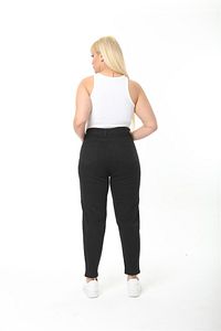 Mom Fit Jean Büyük Beden Yüksek Bel Carrot Kesim Dar Paça Pileli Esnek Kot Pantolon C600-siyah ürün fotoğrafı