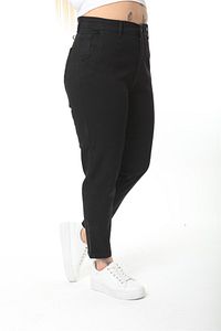 Mom Fit Jean Büyük Beden Yüksek Bel Carrot Kesim Dar Paça Pileli Esnek Kot Pantolon C600-siyah ürün fotoğrafı