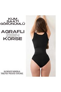 TOPARLAYICI KUM SAATİ GÖRÜNÜMLÜ AGRAFLI BEL AYARLI ZIBIN KORSE ürün fotoğrafı