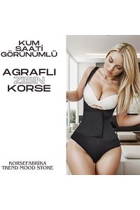TOPARLAYICI KUM SAATİ GÖRÜNÜMLÜ AGRAFLI BEL AYARLI ZIBIN KORSE ürün fotoğrafı