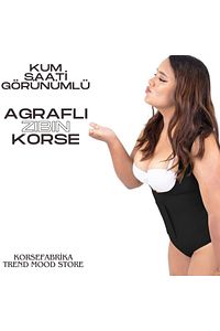 TOPARLAYICI KUM SAATİ GÖRÜNÜMLÜ AGRAFLI BEL AYARLI ZIBIN KORSE ürün fotoğrafı