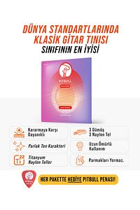 Pitbull Strings Venüs Seri Klasik Gitar Takım Teli VCG HT Hard Tansiyon Kararmaya Karşı Dayanıklı ürün fotoğrafı