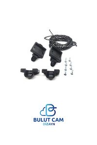 Cam Balkon Kilidi | Emniyet Plastik Kilit | Boncuklu Ip Zincir Takım Seti | (SİYAH) ürün fotoğrafı