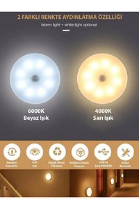 Hareket Sensörlü Usb Şarjlı Beyaz Led Işık Lamba (SENSÖRLÜ) ürün fotoğrafı