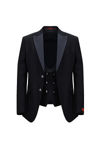 Slim Fit Dar Kesim Şal Yaka Yelekli Smokin & Damatlık ürün fotoğrafı