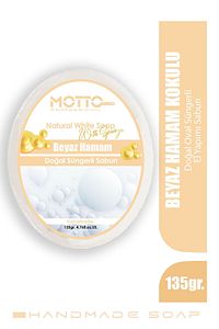 Beyaz Sabun Kokulu Doğal Oval Hamam Süngerli Sabunu 135 Gr. ürün fotoğrafı