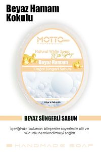 Beyaz Sabun Kokulu Doğal Oval Hamam Süngerli Sabunu 135 Gr. ürün fotoğrafı