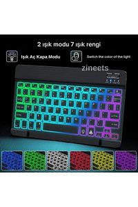 Beyaz Rgb Işıklı Kablosuz Bluetooth Klavye Mouse Seti Tablet Telefon Windows Uyumlu ürün fotoğrafı