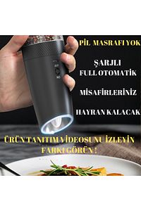 Şarjlı Işıklı Full Otomatik Yeni Nesil Tuz Karabiber Değirmeni Baharat Öğütücü ürün fotoğrafı