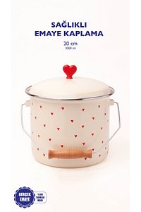 Cupid Kalp Desenli Emaye Yoğurt/bakliyat Bakracı (20CM-3 LİTRE-TÜM OCAKLARLA UYUMLU) ürün fotoğrafı