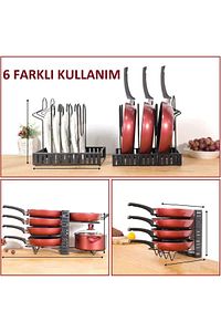Tencere Ve Tava Düzenleyici Dolap Içi-dışı 10 Katlı Yükseklik Ayarlanabilir Raf 6 Farklı Kullanım ürün fotoğrafı