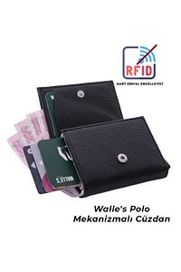 Dark Deri Otomatik Mekanizmalı Rfid Korumalı Çıtçıtlı Unisex Para & Kartlıklı Cüzdan ürün fotoğrafı