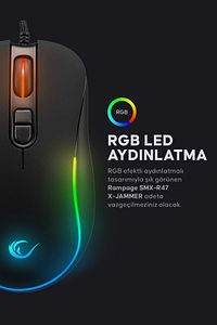 Smx-r47 X-jammer Usb Rgb Mouse Drag Click 12800 Dpi Gaming Mouse Oyuncu Mouse Makrolu Örgü Kablo ürün fotoğrafı