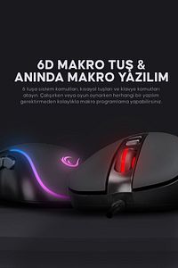 Smx-r47 X-jammer Usb Rgb Mouse Drag Click 12800 Dpi Gaming Mouse Oyuncu Mouse Makrolu Örgü Kablo ürün fotoğrafı