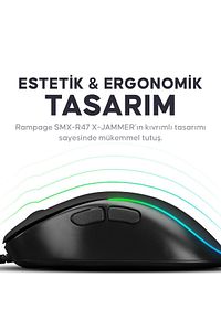 Smx-r47 X-jammer Usb Rgb Mouse Drag Click 12800 Dpi Gaming Mouse Oyuncu Mouse Makrolu Örgü Kablo ürün fotoğrafı
