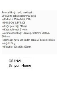 Paslanmaz Çelik Fotoselli Kağıt Havlu Verici Sensörlü Kağıt Verici ürün fotoğrafı