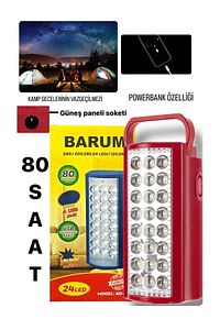 24 Ledli 80saat Yanan Şarj Edilebilir Işıldak Kamp Için Uygun Usb Telefon Şarj Özelliği ürün fotoğrafı