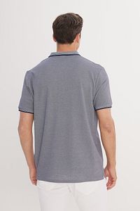 Erkek Çekmeyen Pamuklu Kumaş Regular Fit Rahat Kesim Lacivert Kıvrılmaz Polo Yaka Cepli Tişört ürün fotoğrafı