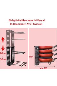 Tencere Ve Tava Düzenleyici Dolap Içi-dışı 10 Katlı Yükseklik Ayarlanabilir Raf 6 Farklı Kullanım ürün fotoğrafı