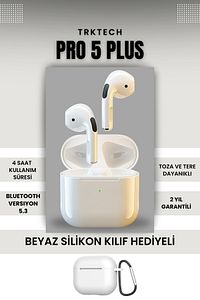 Kılıf Hediyeli Pro 5 Plus Premium A Kalite Bluetooth Sürüm 5.3 Bluetooth Kulaklık ürün fotoğrafı