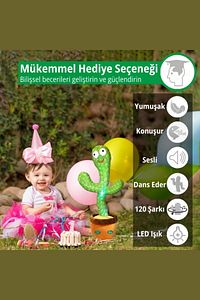 Şarjlı Dans Eden Konuşan Kaktüs Oyuncak, Ses Tekrar Eden, Şarkılı Eğitici Ve Eğlenceli ürün fotoğrafı