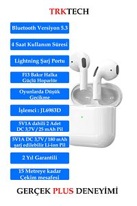Kılıf Hediyeli Pro 5 Plus Premium A Kalite Bluetooth Sürüm 5.3 Bluetooth Kulaklık ürün fotoğrafı