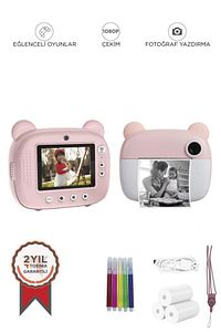 Trm-cmr14 Pembe Dijital Video Kayıt Fotoğraf Çocuk Kamerası Anlık Termal Resim Kağıt Baskılı ürün fotoğrafı