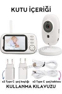 Bebek Kamerası Lcd Ekranlı Gece Görüşlü Bebek Telsizi Bebek Odası Kamerası Monitörü ürün fotoğrafı