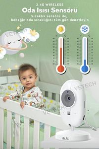 Bebek Kamerası Lcd Ekranlı Gece Görüşlü Bebek Telsizi Bebek Odası Kamerası Monitörü ürün fotoğrafı