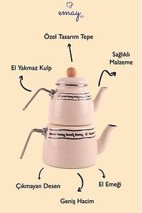 Mood Emaye Çaydanlık Takımı Ahşap Tepeli ürün fotoğrafı