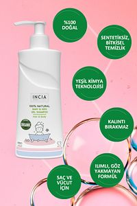 %100 Doğal Organik Sertifikalı Bebek ve Çocuk Jel Şampuanı Saç Vücut Lavanta Konak Önleyici 350 ml ürün fotoğrafı